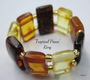 Baltic Amber Tropical Peace Ring
