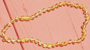 Baltic Amber Teething Necklace-- Sunrise Round Beads