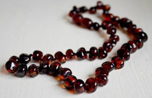 Baltic Amber teething necklace -- Midnight Round Style