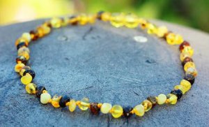 Spark of Amber Baltic Amber teething Necklace Seashore Round  beads style